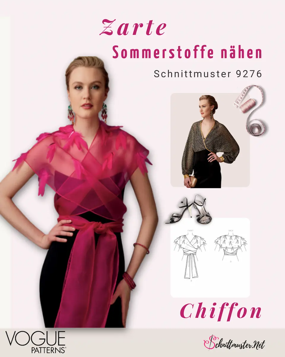 Schnittmuster kurzes Schulterjäckchen aus Chiffon genäht Vogue