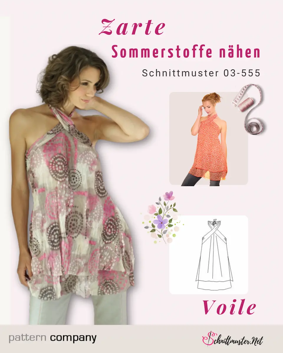 Schnittmuster Damentop aus Voile genäht pattern company