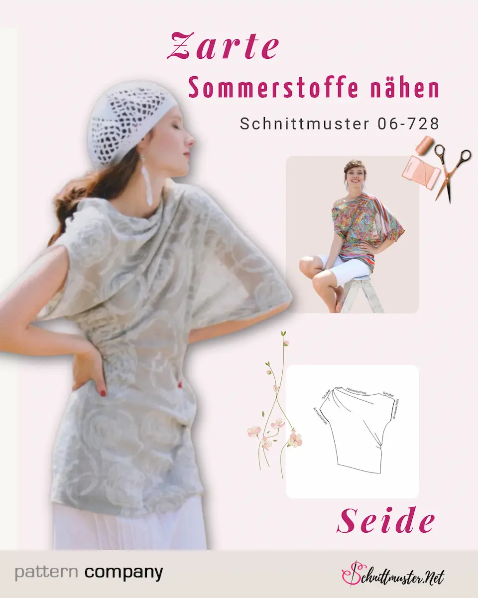 Schnittmuster für ein asymetriches Top aus Seide pattern company 