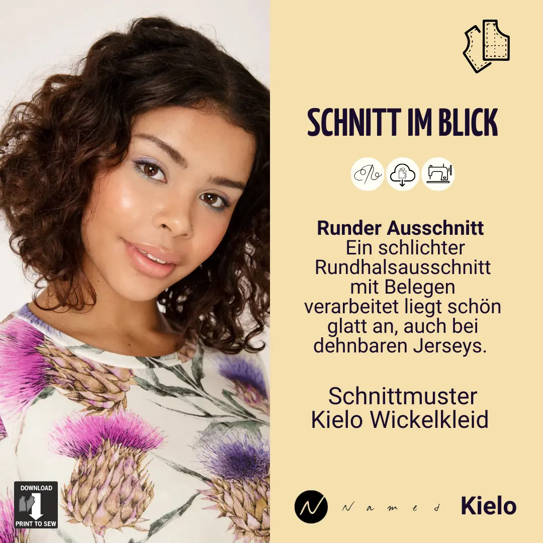 Schnitt im Blick 02 der Ausschnitt, das Schnittportrait zu Wickelkleid Kielo von named