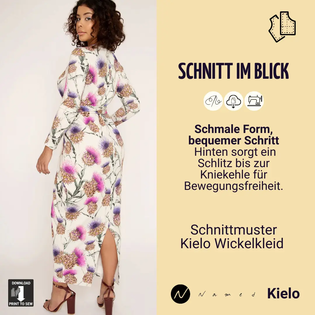 Schnitt im Blick 04 der Schlitz, das Schnittportrait zu Wickelkleid Kielo von named