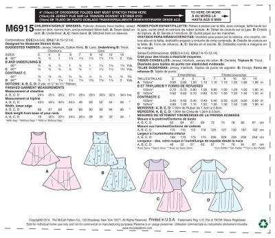 Schnittmuster McCalls 6915 Kleid in Gr. CCE 3-6 (de 104-122)