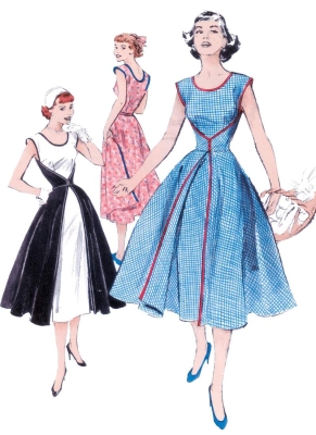 Schnittmuster Butterick 4790 Retro 1952, Vintage einteiliges Sommerkleid Gr. 34-48