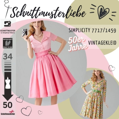 simplicity sewing pattern nähen 7717/1459 Retro Damenkleider Vintage von 1950 Gr. 34-50