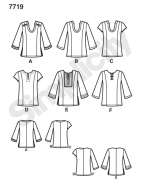 simplicity sewing pattern nähen 7719/1461 Shirts Gr. AA 10-18 (DE 36-44)