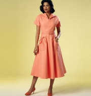 Schnittmuster Butterick 6055 Retrokleid, Vintage 1950 mit Beuteltaschen Gr. 32-48