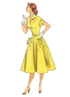 Schnittmuster Butterick 6055 Retrokleid, Vintage 1950 mit Beuteltaschen Gr. 32-48