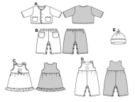 deutsch sewing pattern Burda 9831 Baby-Kombination Gr....