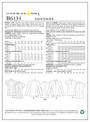 Schnittmuster Butterick 6134 Shirt in Gr. E5 14-22 (40-48)