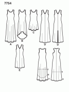 simplicity sewing pattern nähen 7754/1358 Kleid Gr. XXS-XXL 30-52, OW 75-122cm