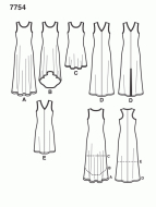 simplicity sewing pattern nähen 7754/1358 Kleid Gr. XXS-XXL 30-52, OW 75-122cm