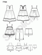 simplicity sewing pattern nähen 7784/1451 Tunika, Kleid und Hose Gr. 68-98
