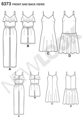 sewing pattern NewLook 6373 Overall A 8-20 (34-46)