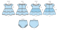 Schnittmuster aus Papier KwikSew 0198 Babykleid Gr. Baby S-XXL (61-86 cm)