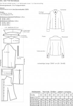 deutsch pattern company sewing pattern nähen 03718 Damenbluse Gr. 8-22 (34-48)