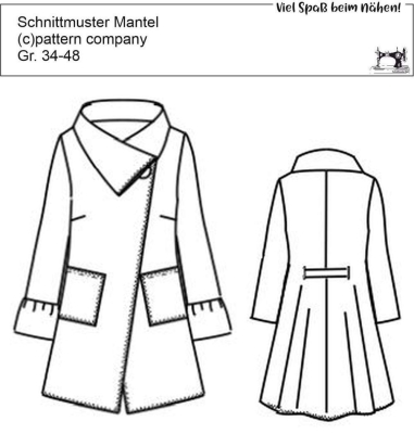 Schnittmuster pattern company 04467 ungefütterte Damenjacke, asymetrischer Kragen Gr. 34-48