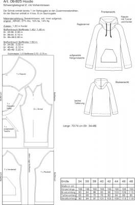 Schnittmuster pattern company 06-825 sportlicher Damenhoodie, Kapuzensweater Gr. 34-48