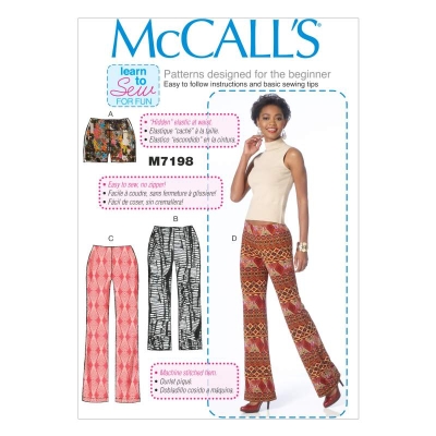 mccalls sewing pattern nähen 7198 Damenhose Gr. A5 6-14 (32-40) oder E5 14-22 (40-48)