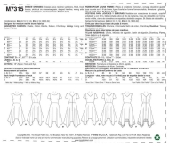 Schnittmuster McCalls 7315 Damenkleid Gr. A5 6-14 (de 32-40) oder E5 14-22 (de 40-48)