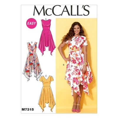 mccalls sewing pattern nähen 7315 Damenkleid Gr. A5 6-14 (32-40) oder E5 14-22 (40-48)