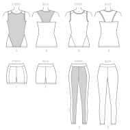Schnittmuster aus Papier KwikSew 4163 Damensport Shirt, Shorts, Leggins Gr. XS-XL 30-48