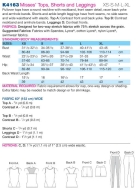 Schnittmuster aus Papier KwikSew 4163 Damensport Shirt, Shorts, Leggins Gr. XS-XL 30-48