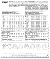 Schnittmuster McCalls 7357 Damenshirt Gr. E5 14-22 (de 40-48)