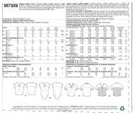 Schnittmuster McCalls 7359 Damenshirt Gr. Y XS-M (de 32-40)
