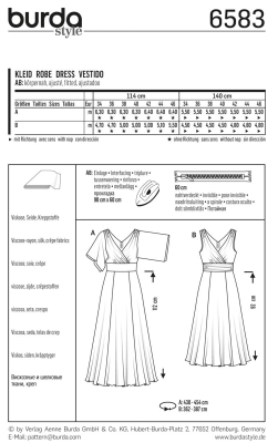 deutsch sewing pattern Burda 6583 Damenkleid Gr. 8-20 (34-46)