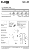 deutsch sewing pattern Burda 6609 Damenkleid Gr. 8-20 (34-46)