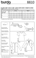 deutsch sewing pattern Burda 6610 Damenjacke, Damenshirt Gr. 10-24 (36-50)
