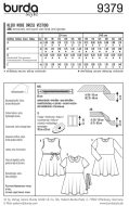 deutsch sewing pattern Burda 9379 Mädchenkleid Gr. 5-10 (110-140)