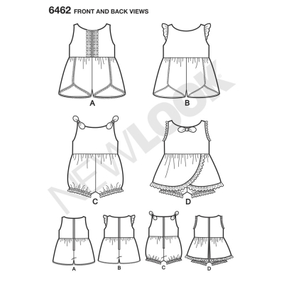 sewing pattern NewLook 6462 Babyoverall Gr. A NB-L (DE 50-80)