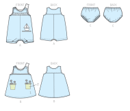 sewing pattern KwikSew 0220 Babyspieler Gr. Baby S-M-L-XL-XXL (61-86cm)