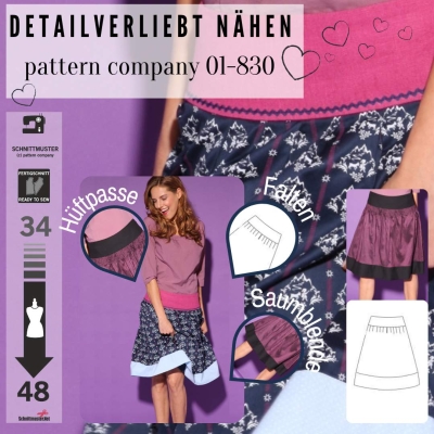 pattern company sewing pattern nähen 01830 supersüßer Faltenrock