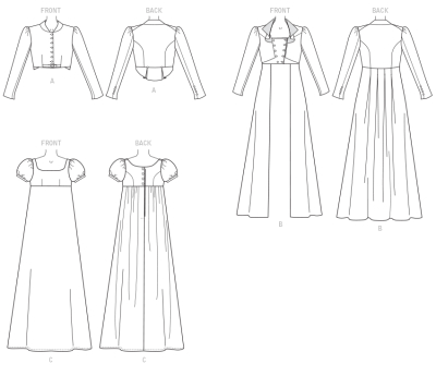 mccalls sewing pattern nähen 7493 historisches Kostüm Gr. A5 6-14 (32-40) oder E5 14-22 (40-48)