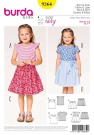 burda-sewing-pattern-sew-9364-girlsshirts-girlsskirt-size...