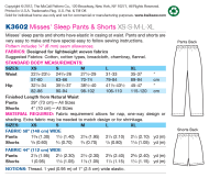 Sewing pattern KwikSew 3602 Pants XS-S-M-L-XL