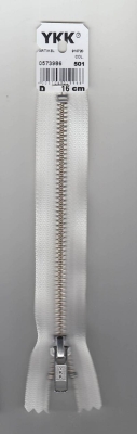 Metall-Reissverschluss 16 cm in weiss