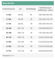 Schnittmuster zwischenmass 601704 Bluse Gr. G168 52-58 (Bu 122-140)