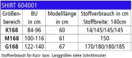 Schnittmuster zwischenmass 604001 Shirt Gr. G160 52-58 (Bu 122-140)