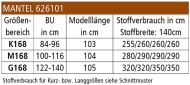 Schnittmuster zwischenmass 626101 Mantel Gr. G176 52-58 (Bu 122-140)