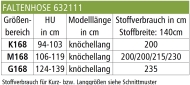 Schnittmuster zwischenmass Gr. M168 44-50 (Bu 100-116)