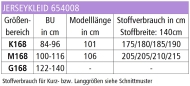 Schnittmuster zwischenmass Gr. M160 44-50 (Bu 100-116)