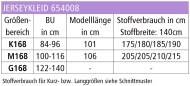 Schnittmuster zwischenmass Gr. M168 44-50 (Bu 100-116)