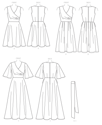 sewing pattern von Butterick 6446 Kleid Gr. A5 6-14 (32-40) oder E5 14-22 (40-48) mit deutscher Anleitung