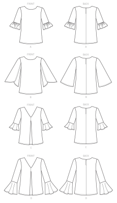 butterick sewing pattern nähen 6456 Damenshirt Gr. A5 6-14 (32-40)