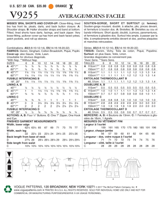 Schnittmuster Vogue 9255 Strandmode Gr. E5 14-22 (40-48)