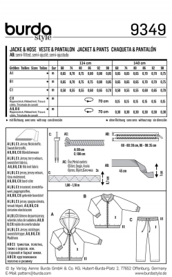 deutsch sewing pattern Burda 9349 Kinderjacke und Hose Gr. 6M-2 (68-92)