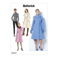 sewing pattern aus Papier Butterick 6497 Damenmäntel asymetrischer Kragen Gr. 34-50